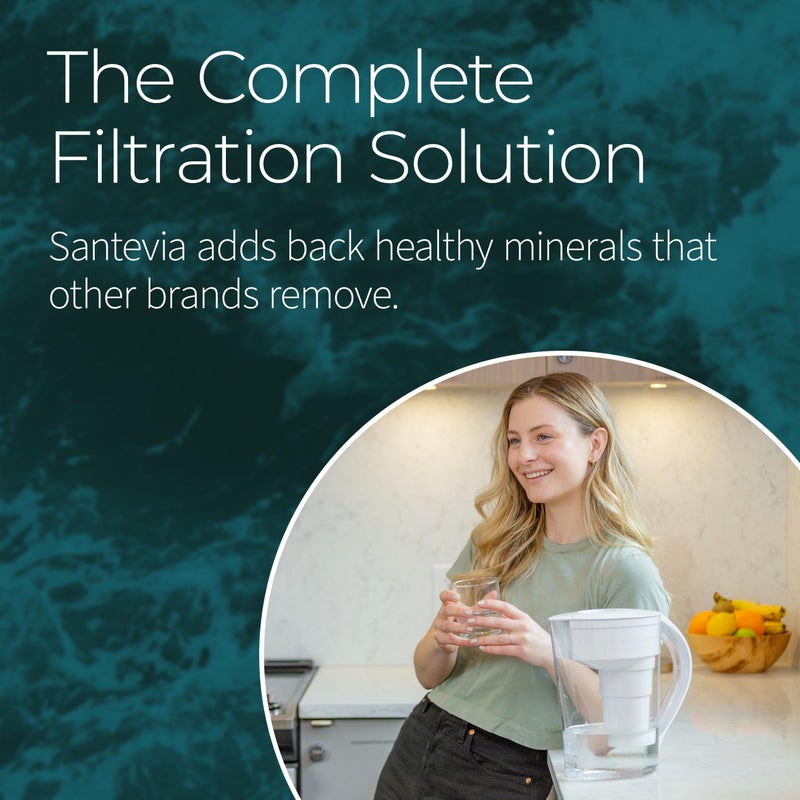 Santevia MINA Alkaline Water Filter Pitcher | Water Filtration System | Chlorine and Lead Filter | Water Purifier Pitcher | Home Water Filtration Pitcher | 9-Cup at Home Water Filter | Made in Canada - Image 2